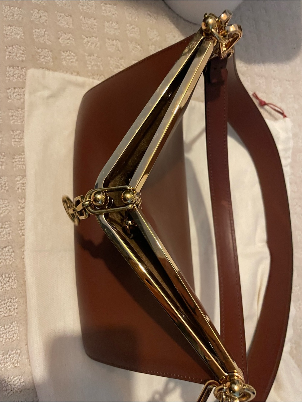 Etro Vela brand new  Medium Brown Leather Top-Handle Bag w Gold Hardware, NWOT - Picture 5 of 16